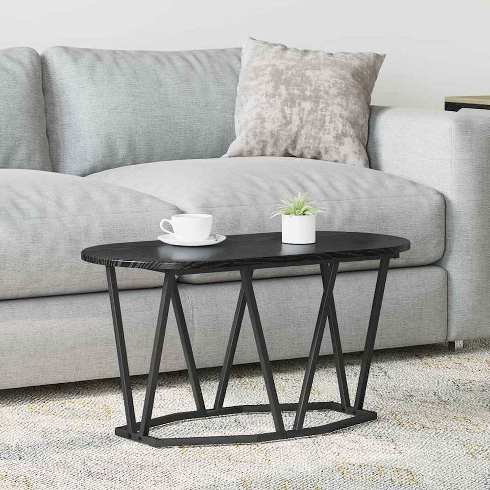 Schwarzer Couchtisch Eichenoptik 80x40 cm