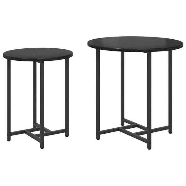 Beistelltisch Set 2er Schwarz Eichenoptik