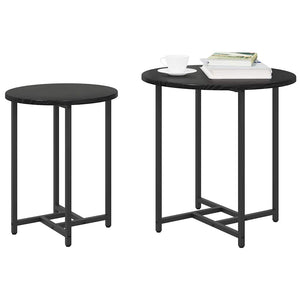 Beistelltisch Set 2er Schwarz Eichenoptik