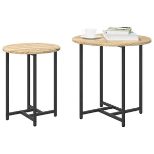 Beistelltisch Set 2er Sonoma Eiche Schwarz