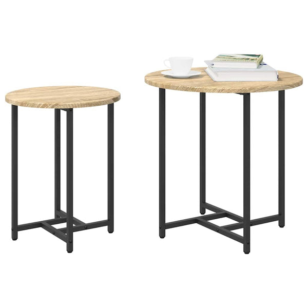 Beistelltisch Set 2er Sonoma Eiche Schwarz