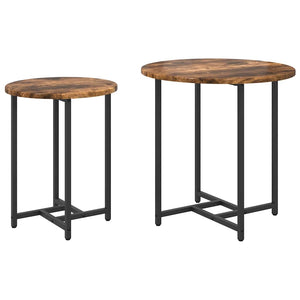 Beistelltisch Set, 2er, Räuchereiche/Schwarz