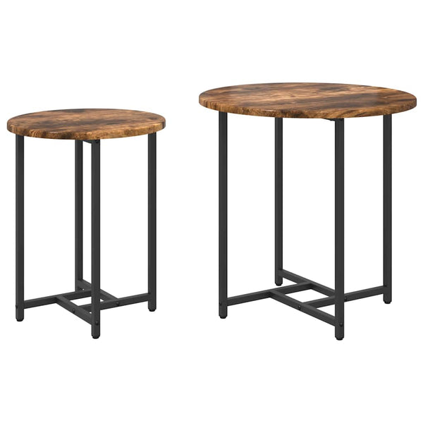 Beistelltisch Set, 2er, Räuchereiche/Schwarz
