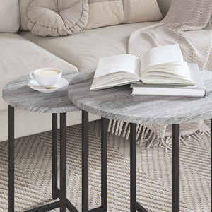 Beistelltisch Set 2er Grau Sonoma Schwarz