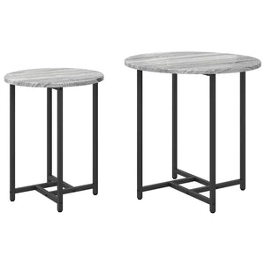 Beistelltisch Set 2er Grau Sonoma Schwarz