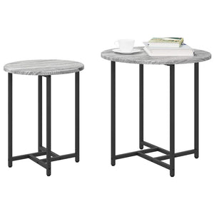 Beistelltisch Set 2er Grau Sonoma Schwarz