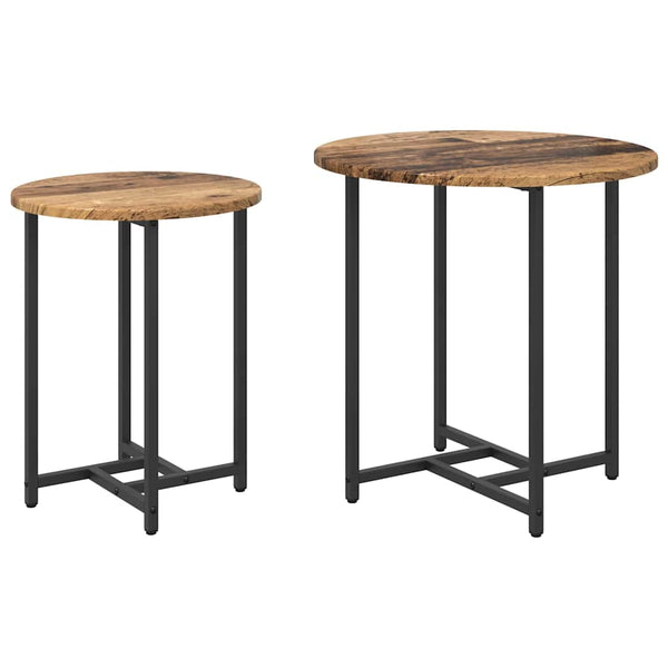 Beistelltisch Set Altholz Schwarz 2er