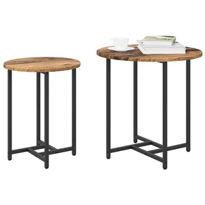 Beistelltisch Set Altholz Schwarz 2er