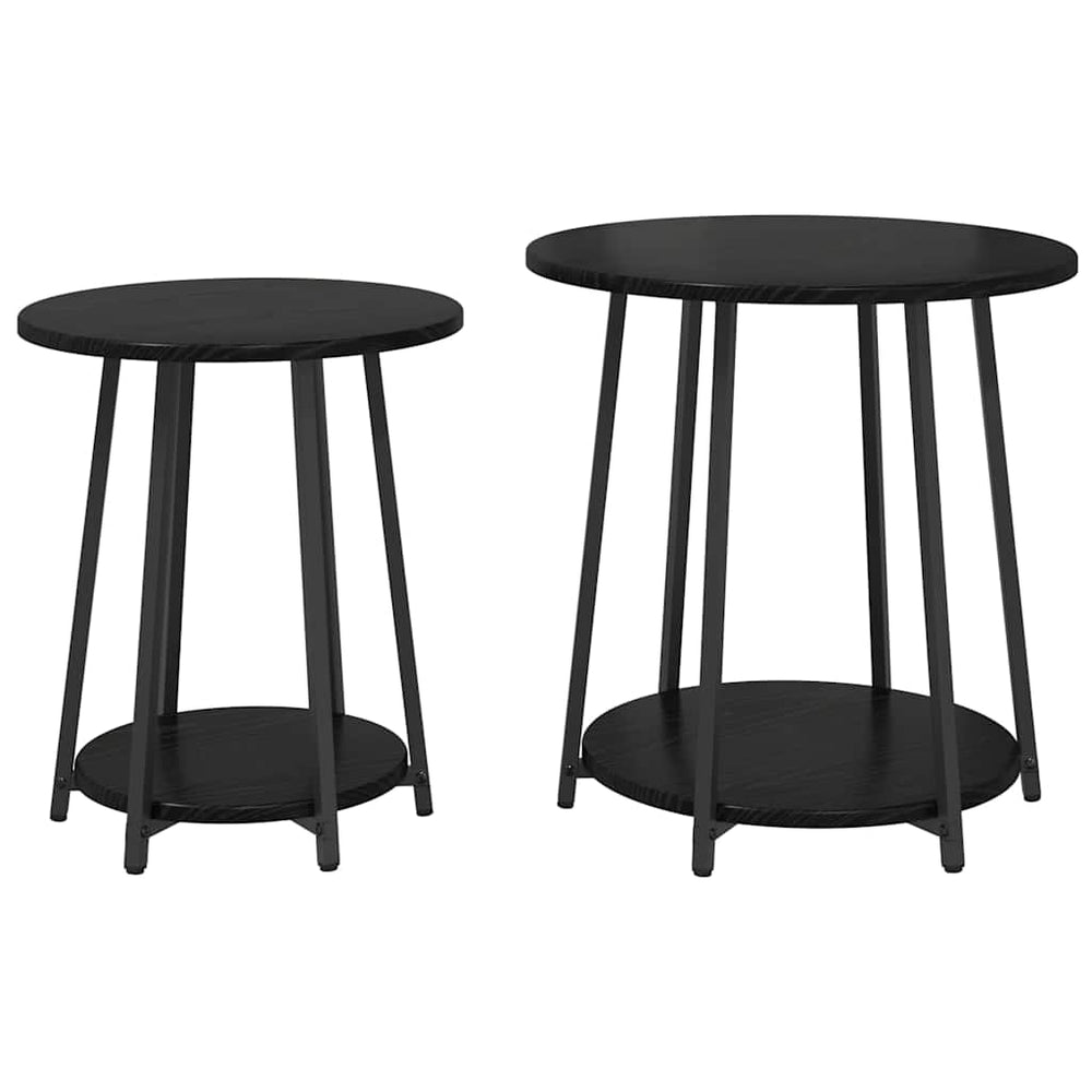 Beistelltisch Set 2er Schwarz Eiche Optik