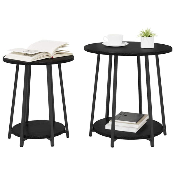 Beistelltisch Set 2er Schwarz Eiche Optik