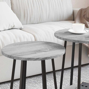 Beistelltisch Set mit Regal Grau Sonoma