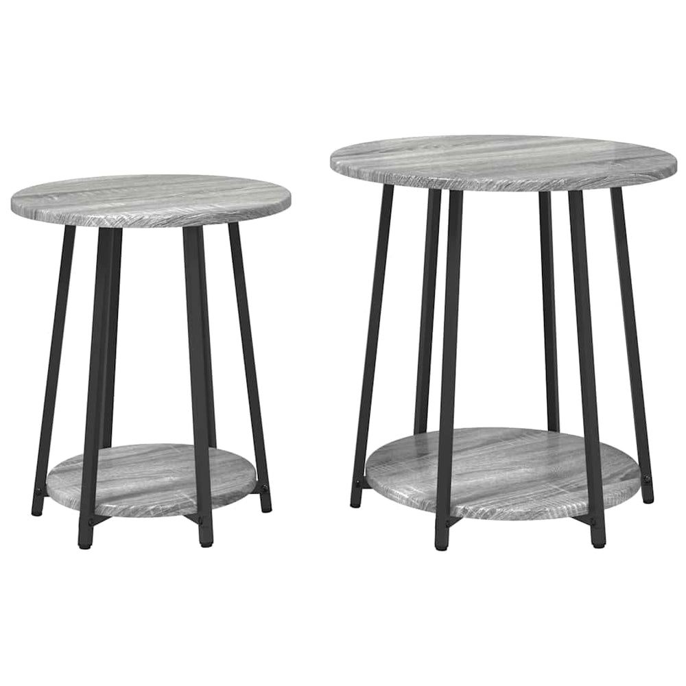 Beistelltisch Set mit Regal Grau Sonoma