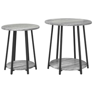 Beistelltisch Set mit Regal Grau Sonoma