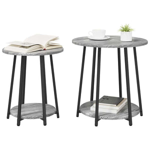 Beistelltisch Set mit Regal Grau Sonoma