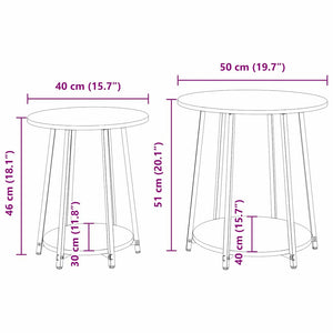 Beistelltisch Set mit Regal Grau Sonoma