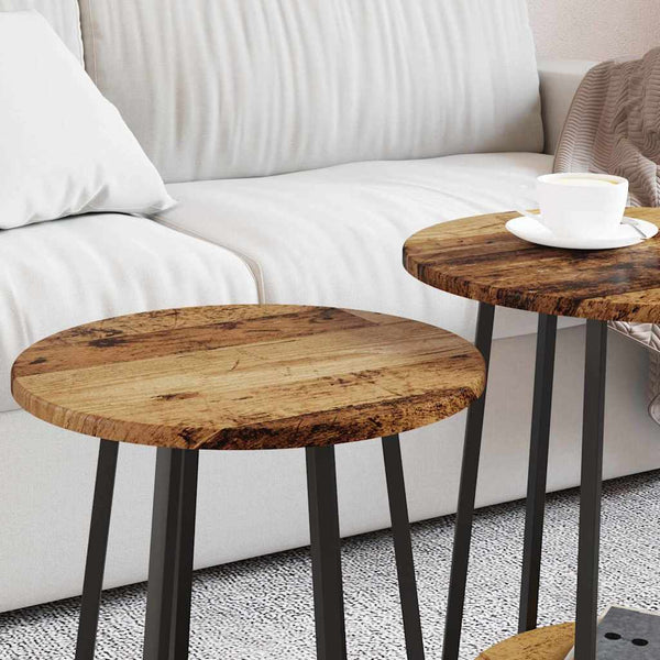 vidaXL Tables d'appoint avec étagère 2 pcs Bois de récupération et noir