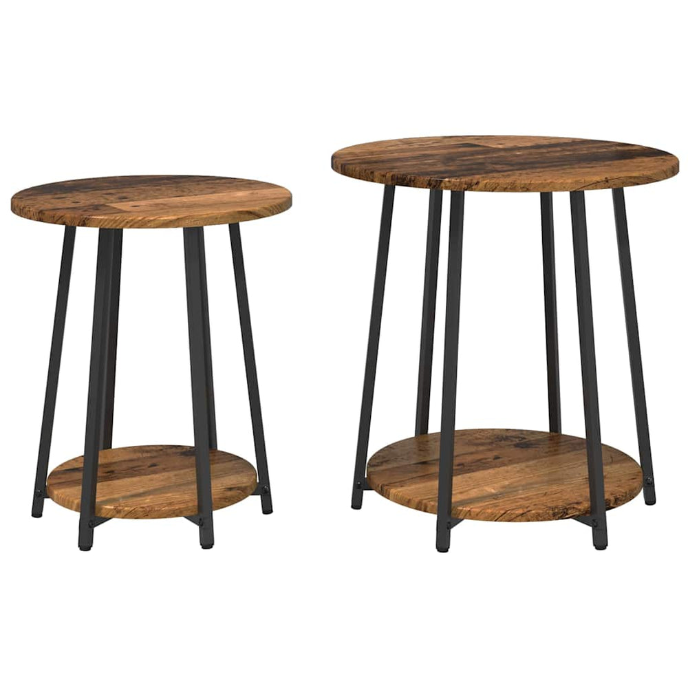 Beistelltisch Set Altholz Schwarz, 2er