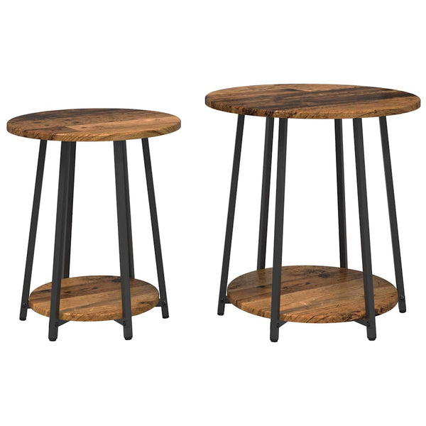 vidaXL Tables d'appoint avec étagère 2 pcs Bois de récupération et noir