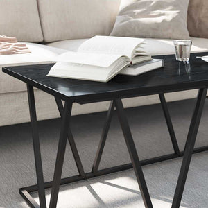 Schwarzer Couchtisch Eichenoptik 100x50 cm