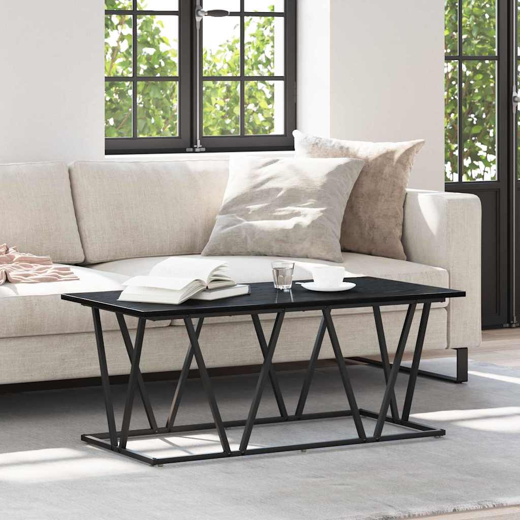 Schwarzer Couchtisch Eichenoptik 100x50 cm
