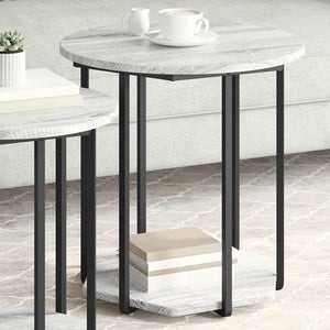 Beistelltisch Set Grau mit Regal - 2er