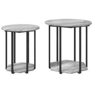Beistelltisch Set Grau mit Regal - 2er