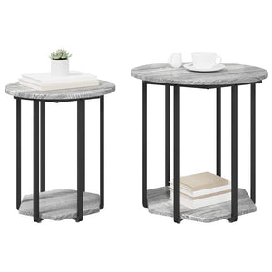Beistelltisch Set Grau mit Regal - 2er