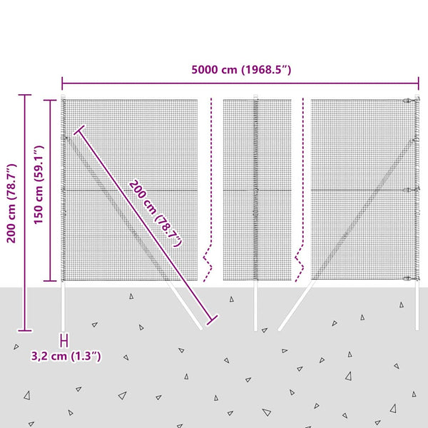 Grauer Zaunpfosten 50 x 1,5 m