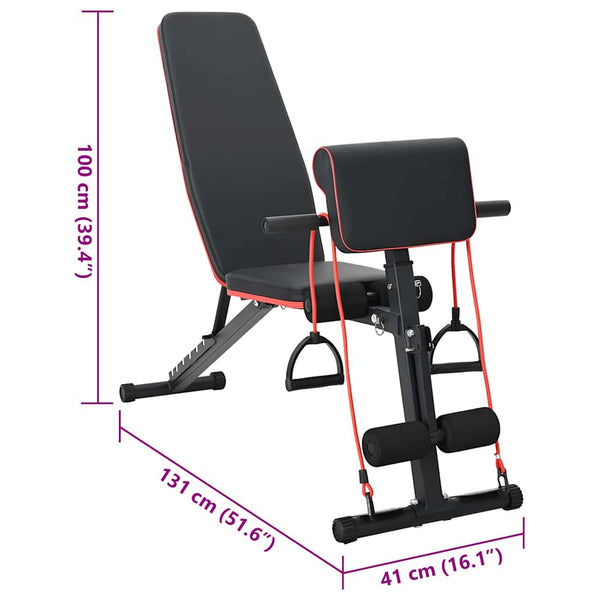 vidaXL Banc de musculation noir 131 x 41 x 100 cm en acier revêtu par poudre