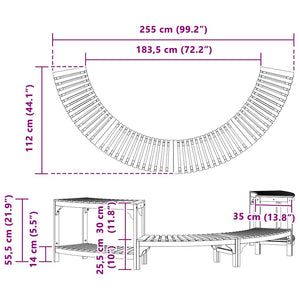 Halbrunde Whirlpool-Umrandung, Braun, 252 cm