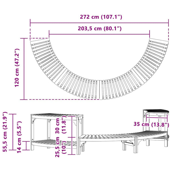 Halbrunde Whirlpool-Umrandung Braun 272 cm