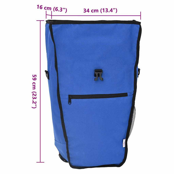 Blaue Fahrradtasche, 34x16x59 cm