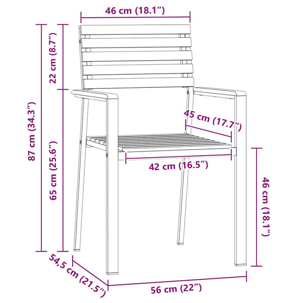 Akazienholz Gartenstühle 2er Set