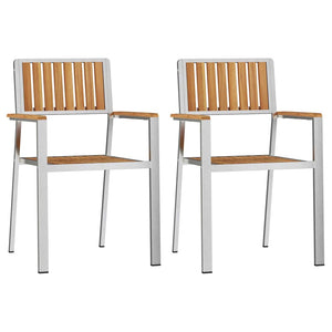 Gartenstühle 2er Set, Teakholz Braun