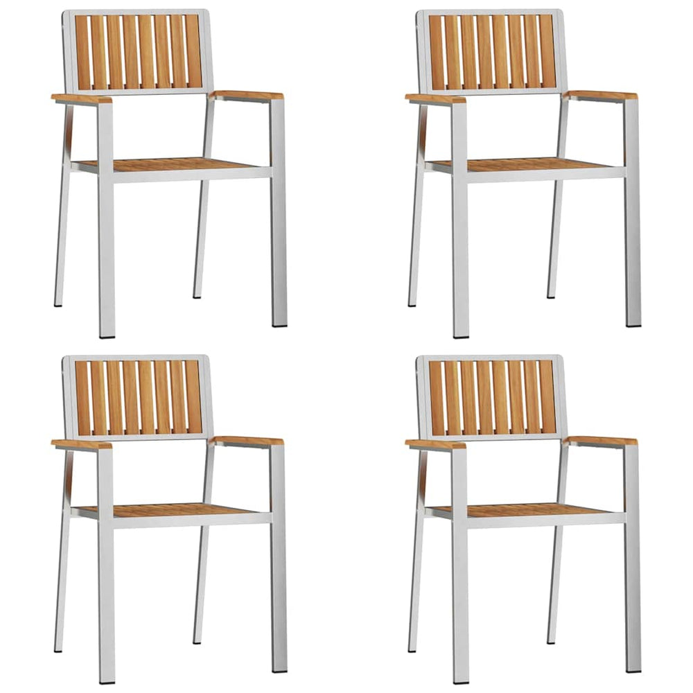 Gartenstuhl 4er Set Braun Teakholz