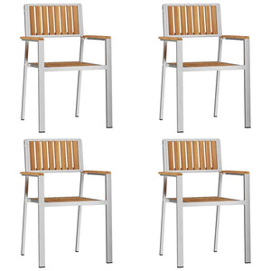 Gartenstuhl 4er Set Braun Teakholz