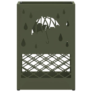Olivgrüner Regenschirmständer aus Stahl