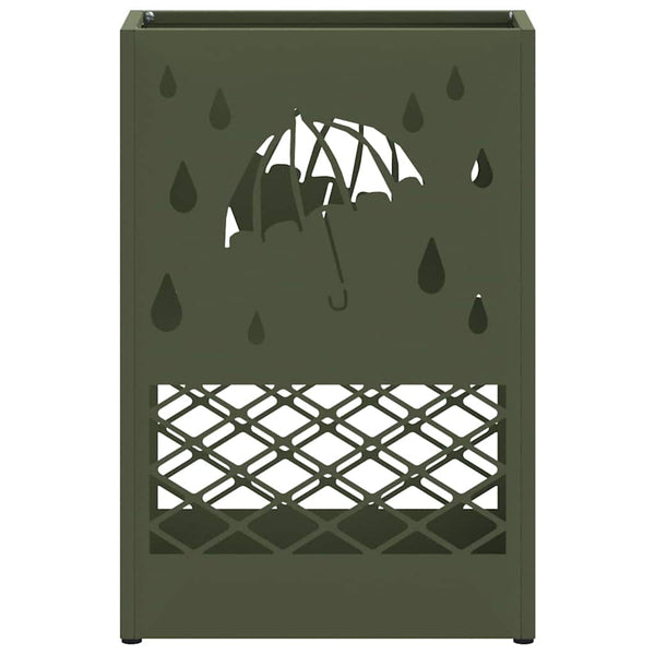 Olivgrüner Regenschirmständer aus Stahl