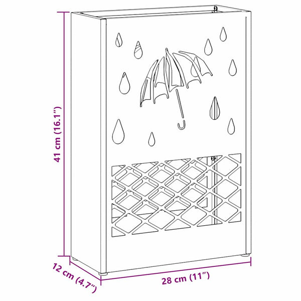 Olivgrüner Regenschirmständer aus Stahl
