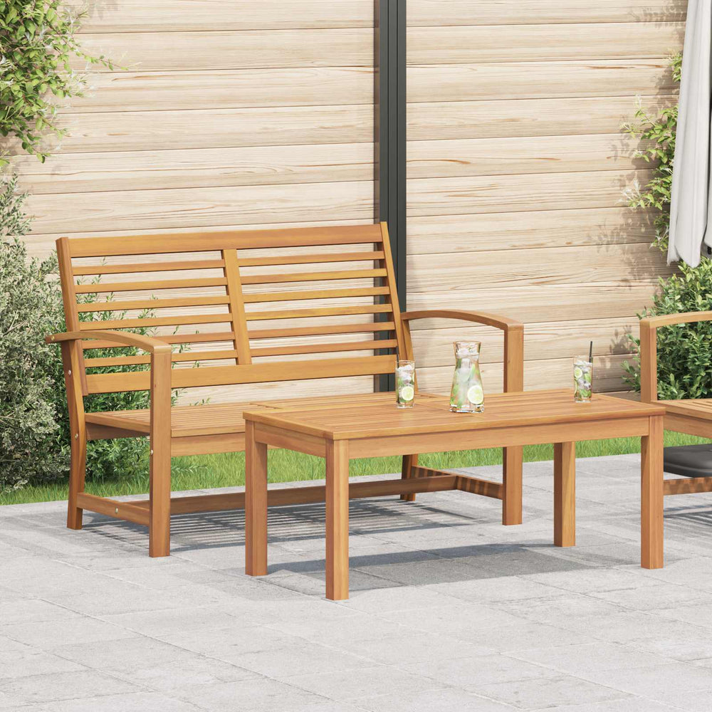 Gartenbank und Tisch Set Teak Massivholz Braun