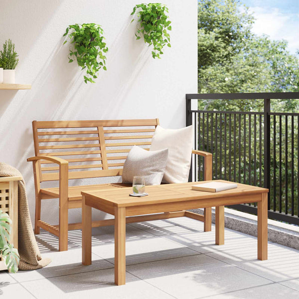 Gartenbank und Tisch Set Teak Massivholz Braun