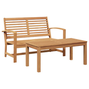 Gartenbank und Tisch Set Teak Massivholz Braun