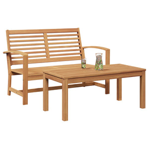 Gartenbank und Tisch Set Teak Massivholz Braun