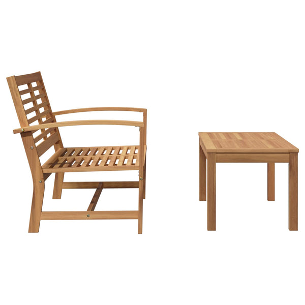 Gartenbank und Tisch Set Teak Massivholz Braun
