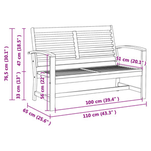 Gartenbank und Tisch Set Teak Massivholz Braun