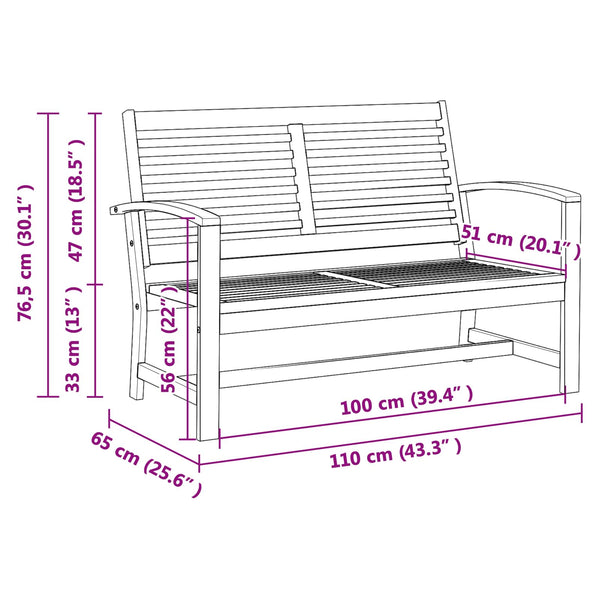 Gartenbank und Tisch Set Teak Massivholz Braun