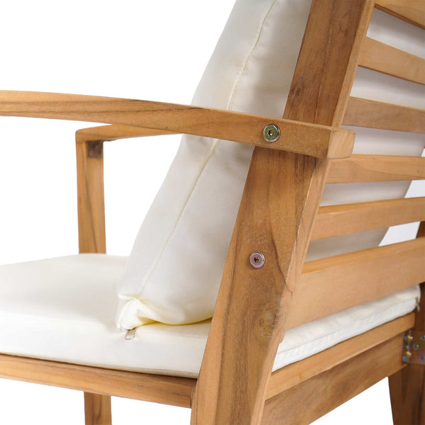 vidaXL Chaises 2 pcs Marron et crème 65 x 60 x 76,5 cm Bois de teck massif