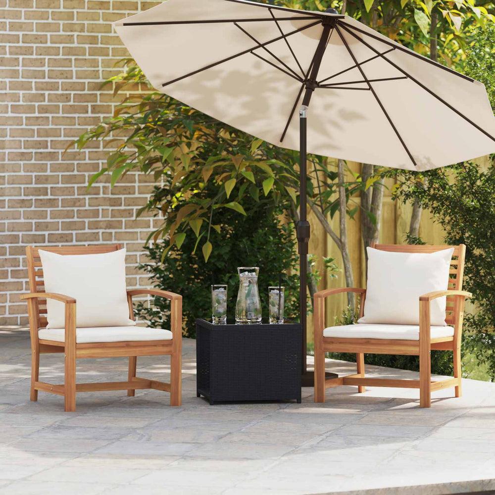 Teak Stühle 2er Set Braun Creme