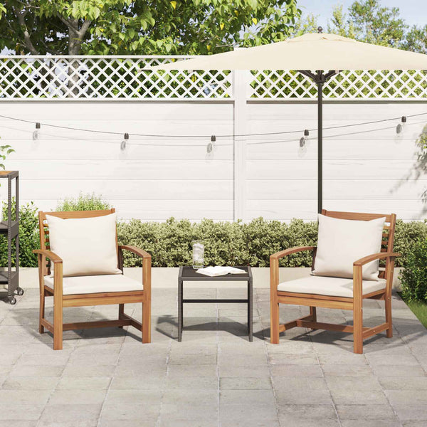 vidaXL Chaises 2 pcs Marron et crème 65 x 60 x 76,5 cm Bois de teck massif