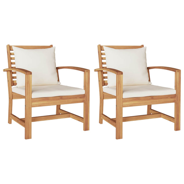 vidaXL Chaises 2 pcs Marron et crème 65 x 60 x 76,5 cm Bois de teck massif